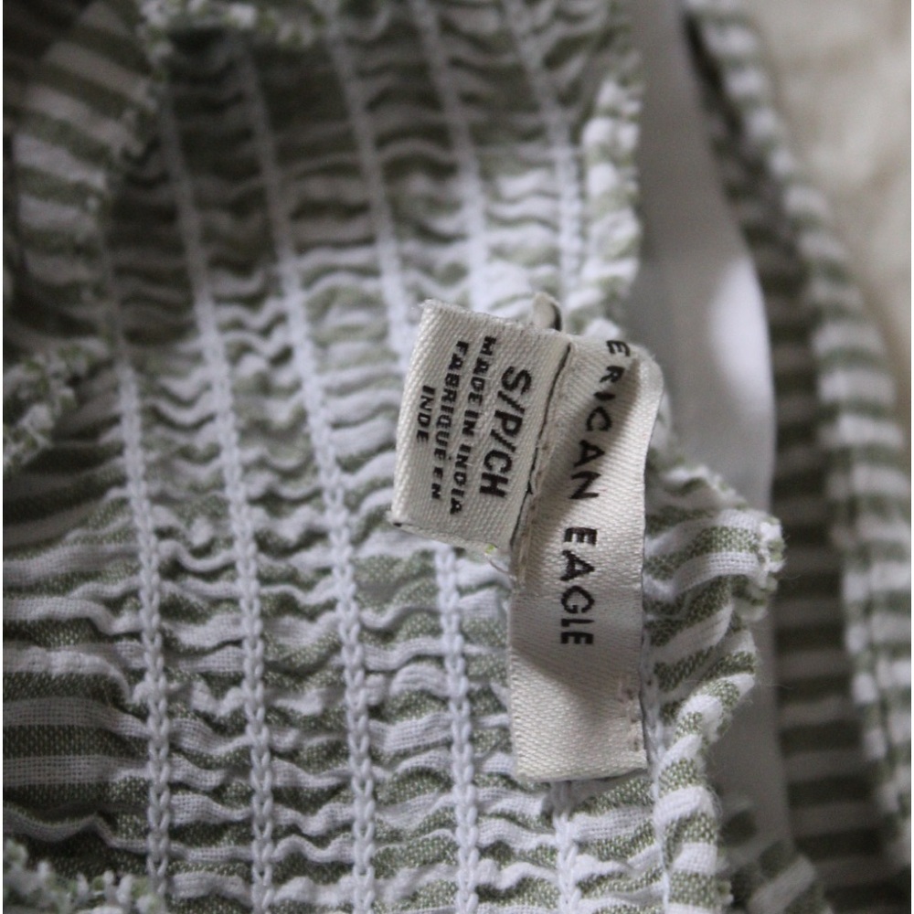AMERICAN EAGLE OUTFITTERS Women's Ruched Cap 3/4 Sleeve Striped Minidress - Picture 5 of 5